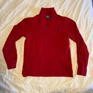 Ralph Lauren Men's Bold Red quarter zip Sweater